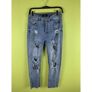 Misc USA Juniors Size 11 (28x25) Blue Skinny High Rise Stretch Distressed Jeans